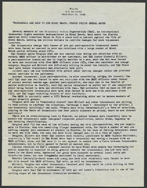 Download the full-sized image of Transexual Action Organization subject file folder