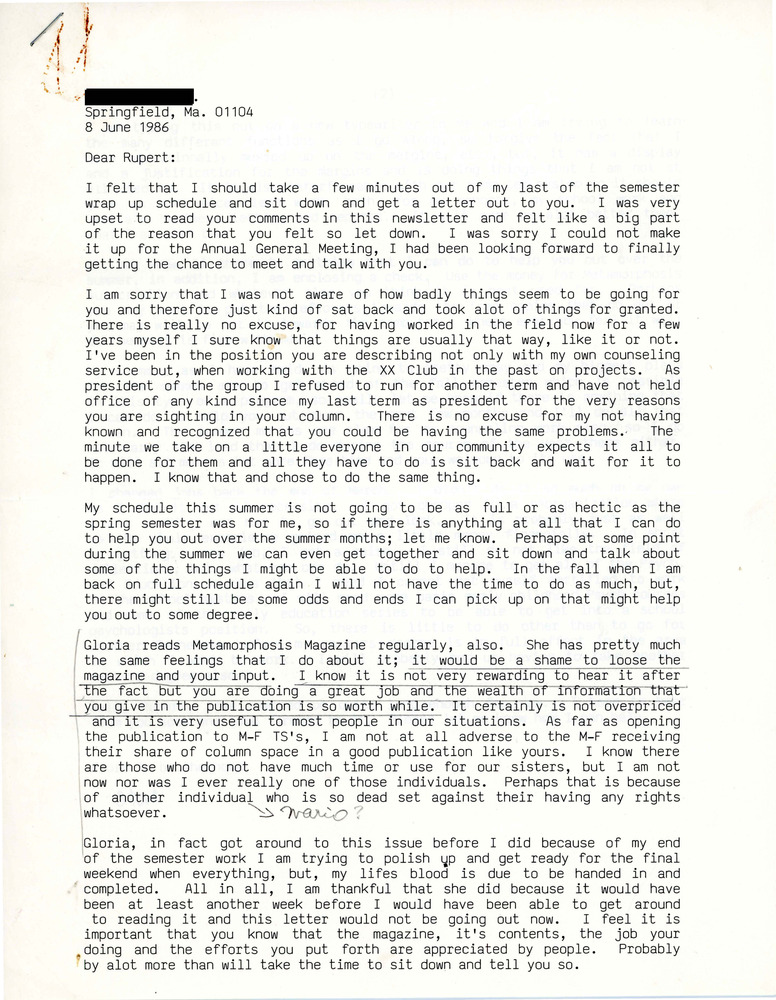 Download the full-sized PDF of Letters from Stephen to Rupert Raj (June, 1986)