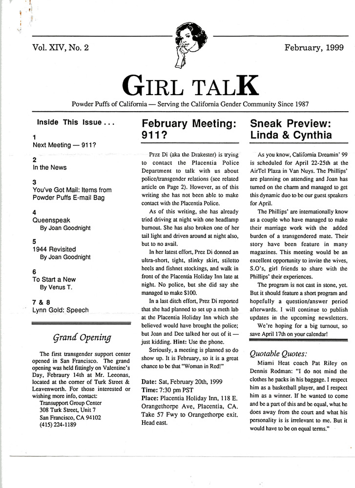 Download the full-sized PDF of Girl Talk, Vol. 14 No. 2 ( February, 1999)