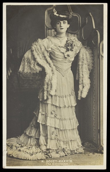 Download the full-sized image of K. Scott-Barrie in character as "The entertainer". Photographic postcard, 191-.