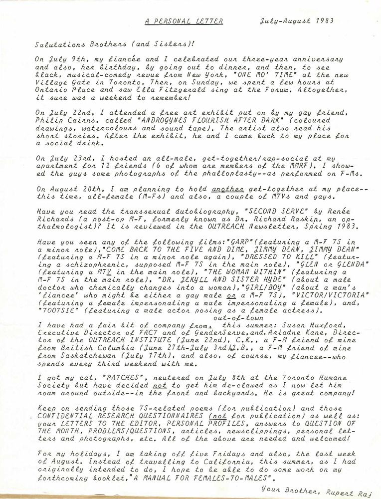 Download the full-sized PDF of Open Letter from Rupert Raj (July-August 1983)