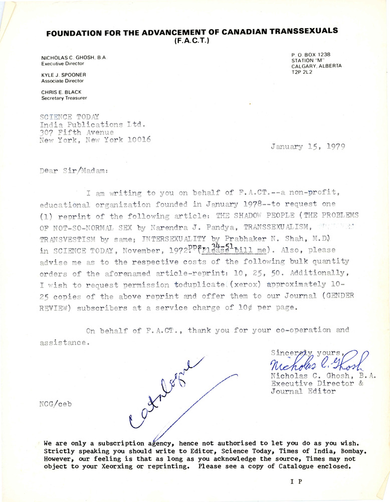 Download the full-sized PDF of Letter from Rupert Raj to Science Today (January 15, 1979)